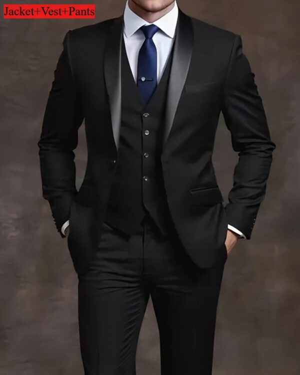 Sd4ecd3c0bf3147b4a4736d128007a695u.jpg Elegant Men's Suit Sets- Slim Fit Tuxedo Set for Weddings & Formal Occasions, Black Suit
