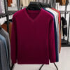 Sd538081eaf8e4187aa24173c61c1581dK.jpg 2025 Men's V-Neck Basic Solid Color Sweatshirt Warm Autumn Knitted Oversize Pullover Elastic round Neck Sweater for Casual Wear