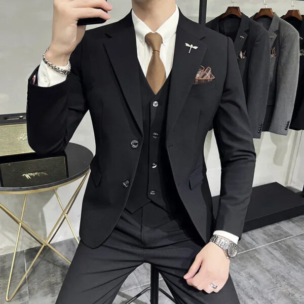 Sd54832fae522422b83b1d6e3d9207d8cX.jpg ( Jacket + Vest + Pants ) High-end Brand Boutique Fashion Solid Color Mens Casual Business Suit 3Piece Set Groom Wedding Dress