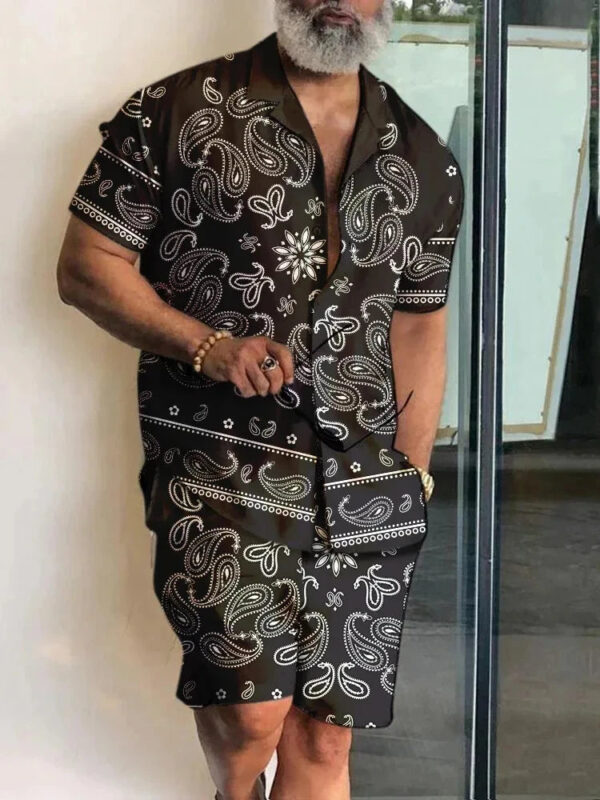 Sd643338ff2c34430a0cbd9c020fe4112h.jpg 2024 Summer Men's Temperament Shirt Set Men's Hawaii Vacation Short Sleeve Top Drawstring Shorts 2 Pcs Boutique Party Dresses
