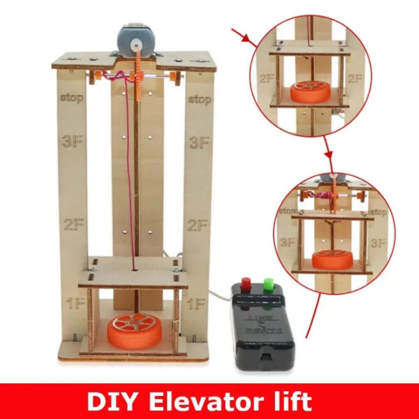 Sd6db510ea91c4da1b332806eb4ba78742.jpg Electric Remote Control Lift Elevator Wooden Model Kit Science School Projects Experiment Science Toys For Kids Education DIY