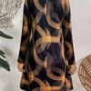 Sd701bf176bc6428c934e98d6abccc0035.jpg Women's Early Autumn Long - Sleeve V - Neck Dress, Geometric Gold - Print, Ideal for Casual & Evening