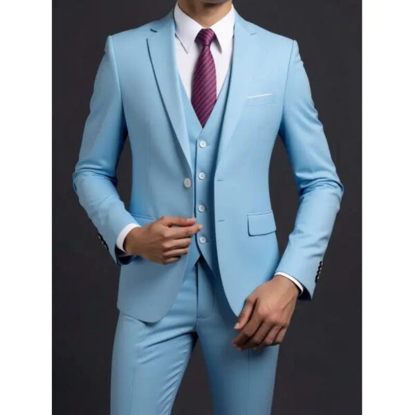 Sd70d7b2f972e4ed6836a9a18c53e24590.jpg Suit (Blazer+ Vest + Trousers) Men's Fashionable Gentleman Business British Style Solid-color Banquet Host Casual Wedding Suit