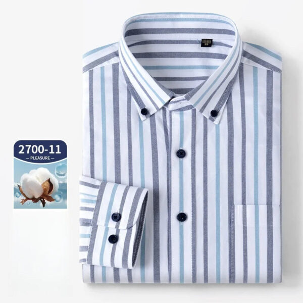 Sd777d14e3a1f4647a9f19d6350ca2b39C.jpg New 100% Pure Cotton Oxford Men's Plaid Shirts Male Business Casual High Quality Long sleeve Shirt for Men Pocket Shirt S-5XL