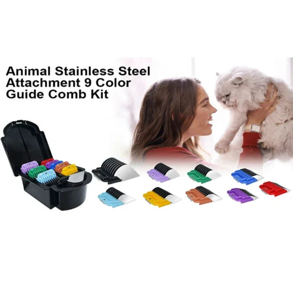 Sd78500074ad549e38498c7d913a1513ea.jpg Animal Stainless Steel 9 Color Guide Comb Set For Most Oster/Wahl/Andis Detachable Clippers (ONLY Snap on Size #10/15/30 blades)
