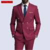Men Double Breasted Suit Black Slim Fit High Quality Wedding Costume Party Prom Gold Button Male Suits