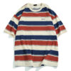 Y2K Loose Contrast Color Short Sleeve Striped T-shirts Couples Men Summer Tops Clothes Clothing Streetwear Unisex Tees