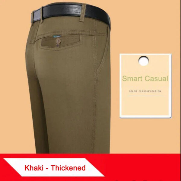 Sd801ffd85ce9470aba14f9ba121eb1c6z.jpg New Arrival 100% Cotton Summer Autumn Men's Casual Pants Fashion Solid Black Beige Gentle Thicken Trousers Brand Smart Suit Pant