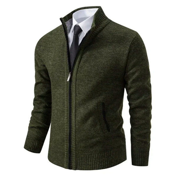 Sd809bec64b0143f8a734ac213250681dp.jpg Autumn Winter Men's Casual Sweaters Solid Color Turtleneck Sweater Cardigan Fleece Zipper Cardigan Knit Jackets