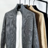 Sd83b22f443064f068dddfba9d0556d12J.jpg Advanced luxury zipper sweater coat men's autumn winter new casual Korean trend solid color cardigan thickened warm knit jacket