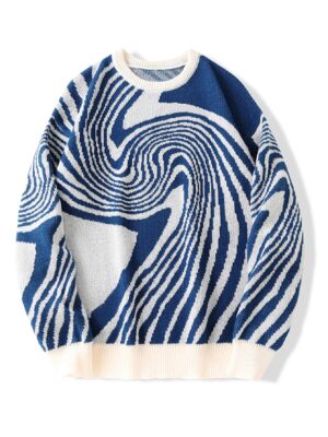 Sd84e7606e41a4ddab2f254750abcc0efy.jpg New Popular Autumn and Winter Maze Jacquard Pattern Pullover Sweater Casual Round Neck Contrast Color Knitted Men's Pullover