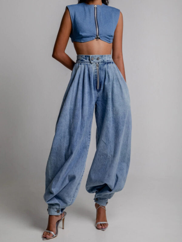 Sd881c5412a5f45178c926320a814fd0eT.jpg Women Spring High Waist Zipper Denim Loose Harem Trousers Jeans Female Vintage Balloon Pants Ladies Casual Denim Pants