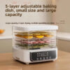 5-Tier Transparent Food Dehydrator, Adjustable Timer & Temp, BPA-Free – for Fruits/Herbs/Jerky, Compact & Quiet energy-saving