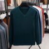 Sd9390701e15e4b02b226289e6ffcca4aH.jpg 2025 Men's V-Neck Basic Solid Color Sweatshirt Warm Autumn Knitted Oversize Pullover Elastic round Neck Sweater for Casual Wear
