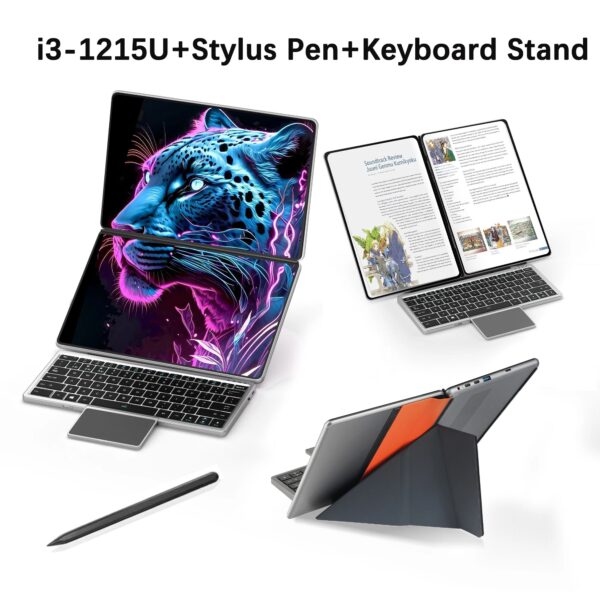 Sd99246f3976b4b56bef88c9c0f2a7155T.jpg New Dual Screen Laptop Intel i3 1215U N100 Dual 10.95 Inch IPS Touch Screen Windows 11 Office Computer Tablet Notebook WiFi 6