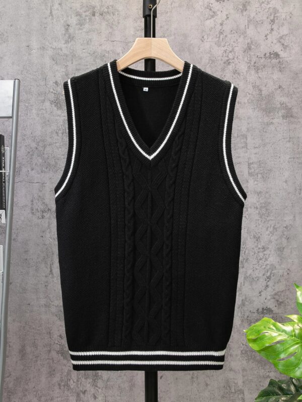 Sd9d7d366dbad44cc8e8597eb930c986d9.jpg ShiSho original men's striped versatile home casual basic comfortable autumn & winter warm V-neck knitted sweater vest