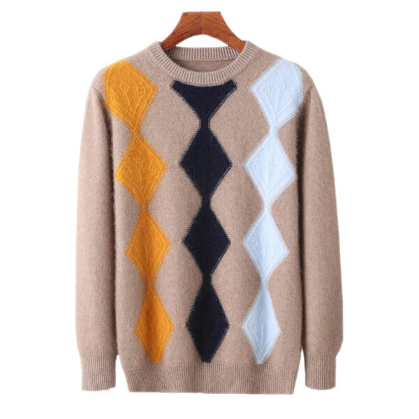 New cashmere men's round neck in autumn and winter Korean version of mink cashmere sweater thickened leisure warm wool knitted b