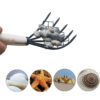 Sturdy Compact Claw Rake with Mesh Net 5-Tine Clamming Claws Long Handled for Shell Clam Digger 15 Inch Hand Rake