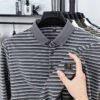 Sdc2088033bc0434d91d1dbefbe9808caK.jpg Men's Striped Long Sleeved T-shirt Polo Shirt Button Up Men's Stand Up Collar, Winter Double-sided German Velvet Base Shirt