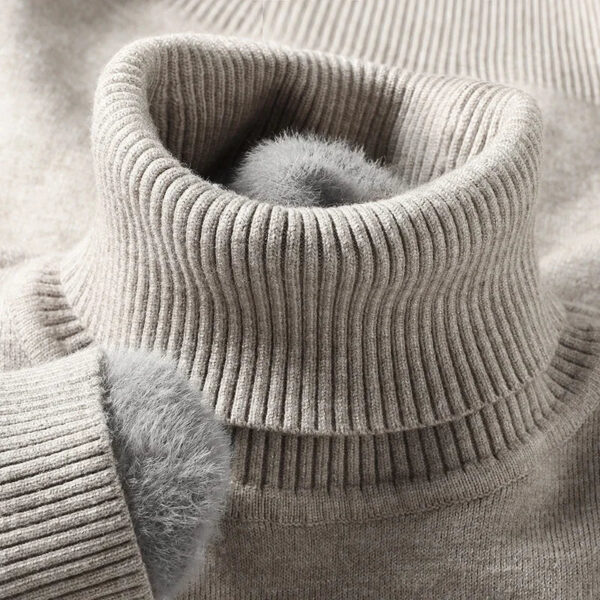 Men's Slim Fit Long Sleeve Turtleneck Sweater Anti-Pilling High Quality Knitted Solid Color Pullover Trendy Men's Clothing