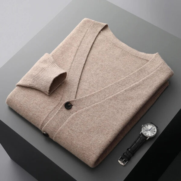 Sdc5a4a3e5f024f17b151cab1ebf7b3d9f.jpg 100% merino wool Men's Cardigan Cashmere Sweater Autumn And Winter Knitted Jacket Solid Color Long-Sleeved High Quality Top