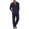 Sdc5d403930fe4d83b9fbf157bfdcf0586.jpg 2pcs Set Men's Cotton Linen Shirt and Pants Suits for Men Beach Wear Tracksuit Solid Color Shirts Sweatpants Hawaiian Vacation