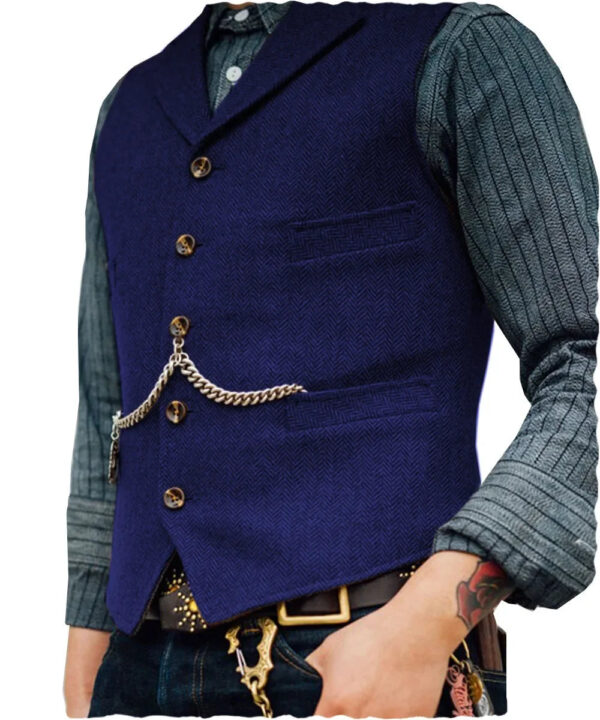 Sdc8b43beffcd47568e2e1c62ab456bb1u.jpg Wool Tweed Men's Suits Vest for Groomsmen Wedding Lapel Casual Slim Business Vests Sleeveless Waistcoat Male Gilet Homme Vests