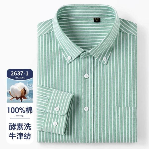 Sdd1967219ccc49a09d01757b4509ff99G.jpg New 100% Pure Cotton Oxford Men's Plaid Shirts Male Business Casual High Quality Long sleeve Shirt for Men Pocket Shirt S-5XL