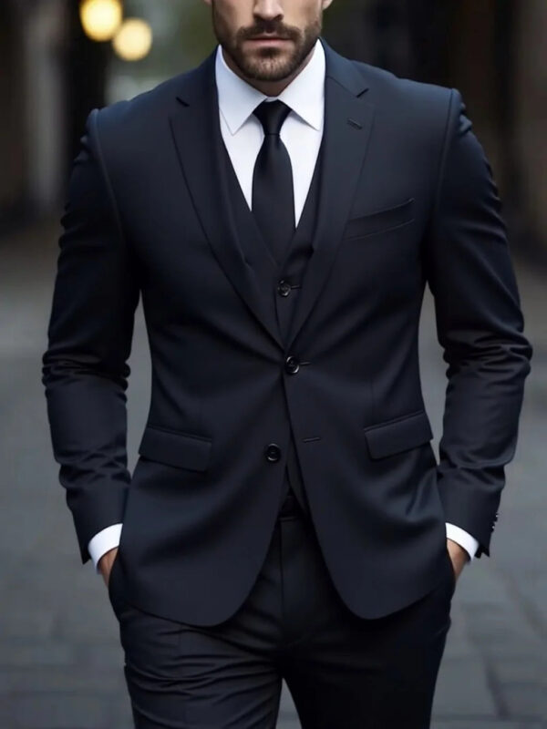 Sdd2a1e0b603448f2ab5a5ca68be1b0ccS.jpg Men's Three-Piece White Suit, Anti-Wrinkle, No-Iron, Anti-Stick Fur Business Formal Suit, Four-Season Workplace Work Clothing Dr