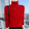 Sde06155c9eb846f9ad323585a48167a4T.jpg Autumn And Winter New 100% Pure Mink Cashmere Sweater Women's Pile Collar Pullover Slim Sweater Knitted Bottoming Shirt