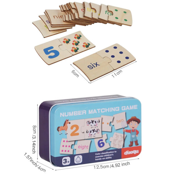 Wooden Number Matching Puzze Toys Montessori Early Education Digital Pattern Thicken Blocks Game for Baby Festival Gift Toy
