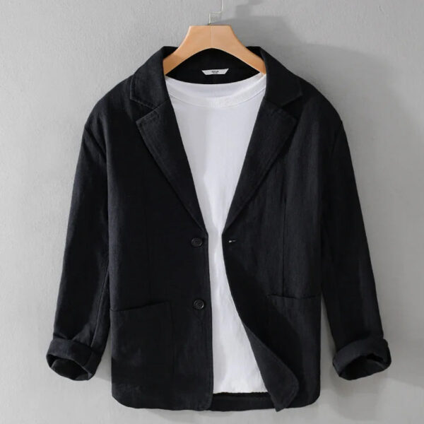 Sde70b055865b45a39c1199ad35d5adf9x.jpg Y803 Spring Autumn Good Quality Linen Blazer For Men Business Casual Solid Color Simple Double Buttons Thin Male Suits Jackets