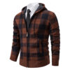 Sde79a6b3a0d74e4784244f5395b3b2072.jpg Autumn Winter Men's Cardigan Fashion Plus Velvet Padded Knit Jumpers Male Sweater Hooded Plaid Korean Luxury Brand Coat