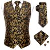 Wedding Purple Men Vest Paisley Floral Necktie Handkerchief Cufflinks Sets Blue Green Red Male Sleeveless V-Neck Waistcoat Party