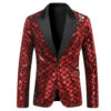 Sdfe818d6c1804b7da930f878243f7de4B.jpg Fashion Men Luxurious Sequin Plaid Suit Jacket Gold / Silver Singer Host Stage Party Loose Dress Blazer Coats