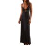 Se0118ed091a244578ea3f2b057b82379T.jpg Combhasaki Women's Elegant Solid Color Adjustable Thin Shoulder Straps Cutout Tie-Up Front Backless Summer Long Cami Silky Dress