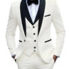 Se084b2e06c724974a57b7c97af6d9add8.jpg White Slit Mens Suits 3 Piece Black Shawl Lapel Casual Groom Tuxedos for Wedding Groomsmen Suits Men 2025 (Blazer+Vest+Pant)