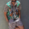 Se0939b35dd16490e87c76591442a1a3dG.jpg 2024 Summer Men's Fashion Leopard Print Short Sleeve Shirt And Shorts Set Beach Style T Shirt Breathable Shorts Two Piece Set