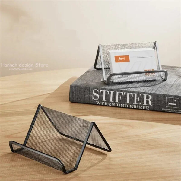 Se0978b7118c54f08bf291a833f3753b4h.jpg Metal Mesh Portable Business Name Card Holder Display Stand Rack Desktop Table Organizer Home Desk Storage Stand