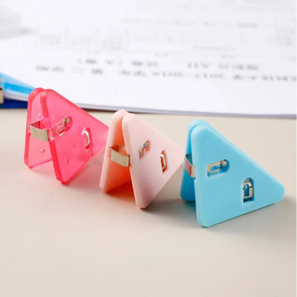 Se0b1968028094d31a5403adfc1ca9b97w.jpg 20Pcs Creative Triangle Clips Bill Clip Book Paper Corner Binder Clip for Desk Storage Shelf Office Stationery Desktop Organizer