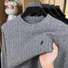 Se127a931cd4c4e11b3a2294a13c0fd7fN.jpg Autumn/Winter 2025 Anti Pilling Sweater Embroidered Fried Dough Twists Solid Long Sleeve Knitwear Men's Undercoat