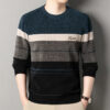 Se13fde9dfc3e468ca0007dcde54f4683M.jpg Men's Lapel Sweater Fashion Striped Knitted Pullovers Autumn Winter Fleece Lined Knitwear Thickened Jumpers New Jersey