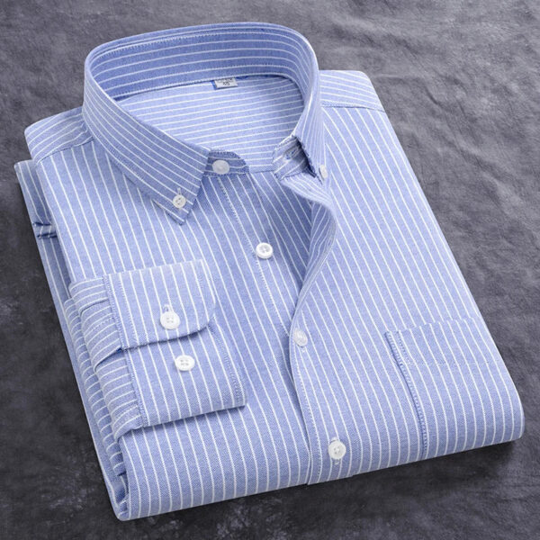 Se231ad58139142c2b76bf045e226cf6fx.jpg Classic Men's Dress Shirt Spring Long Sleeve 100% Pure Cotton Solid Color Oxford Striped Soft Business Regular Fit Social Blouse