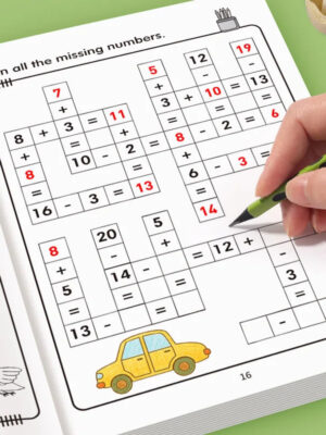 Se28f51ed916f4cc29e6cffa36efb1e96M.jpg 32 Pages Crossword Puzzles Addition Subtraction Math Workbook For 3-8 Ages