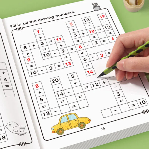 Se28f51ed916f4cc29e6cffa36efb1e96M.jpg 32 Pages Crossword Puzzles Addition Subtraction Math Workbook For 3-8 Ages