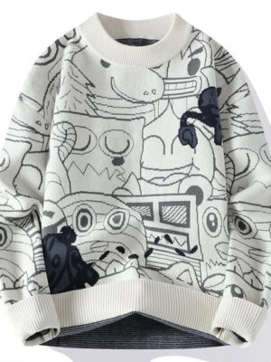 Se2d9395bd90c4eed8ed0bca4545f4d13t.jpg Autumn and Winter High School Students' Trendy Versatile Thick Bottom Sweater Knitted with Velvet Warm Fashion Men's Sweater