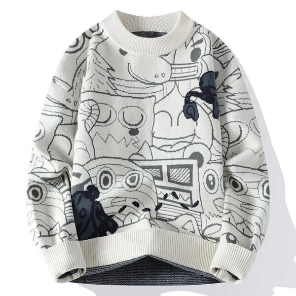 Se2d9395bd90c4eed8ed0bca4545f4d13t.jpg Autumn and Winter High School Students' Trendy Versatile Thick Bottom Sweater Knitted with Velvet Warm Fashion Men's Sweater