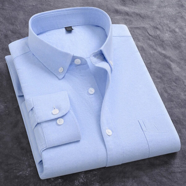 Se3939de3ddee4091b79b2b4778fbdc07f.jpg Classic Men's Dress Shirt Spring Long Sleeve 100% Pure Cotton Solid Color Oxford Striped Soft Business Regular Fit Social Blouse