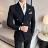 Se419e670f0ec427887f1e08800bee900O.jpg (Jacket+Pants)Luxury Checkered Double Breasted Suit 2 Pieces Fashion Business Slim Fit Social Formal Suit Evening Dress 5XL-M