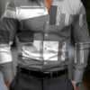 Men's shirt regular lapel shirt men's 3d printing triangle geometric printing casual street long sleeve fashion printed shirt